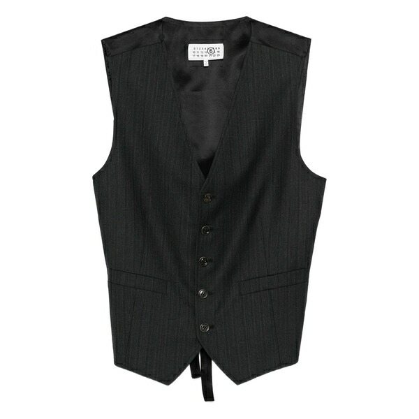 マルタンマルジェラ メンズ ジャケット＆ブルゾン アウター Pinstriped button vest Grey｜asty