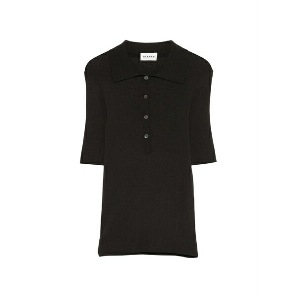 パロッシュ レディース スポーツシャツ トップス Buttoned knitted polo shirt Brown