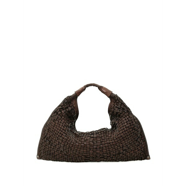 カンポマッジ レディース ショルダーバッグ 御徒面子 Woven leather shoulder bag Brown