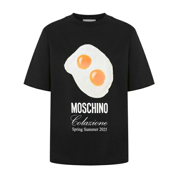 モスキーノ レディース プルオーバー トップス Graphic-print t-shirt  Black