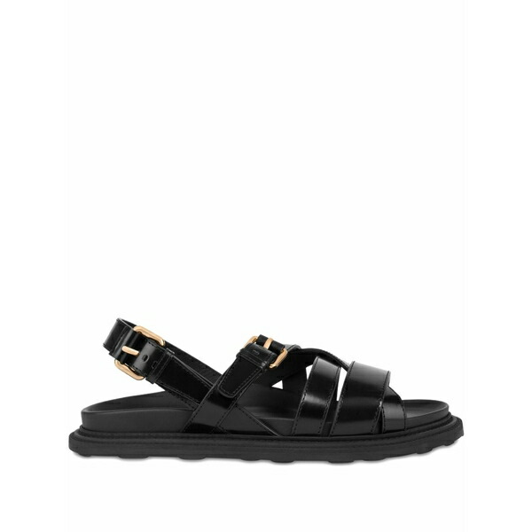 モスキーノ メンズ サンダル シューズ Buckle-fastening leather sandals Black