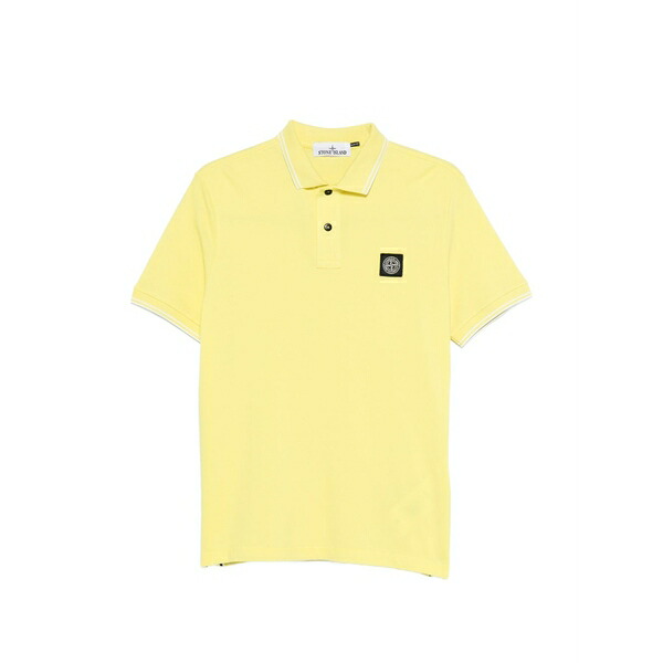 ストーンアイランド メンズ ポロシャツ トップス Ribbed trim polo shirt Yellow｜asty