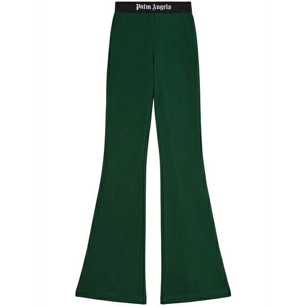 パーム・エンジェルス レディース カジュアルパンツ ボトムス Logo-tape cotton flared trousers Green|asty
