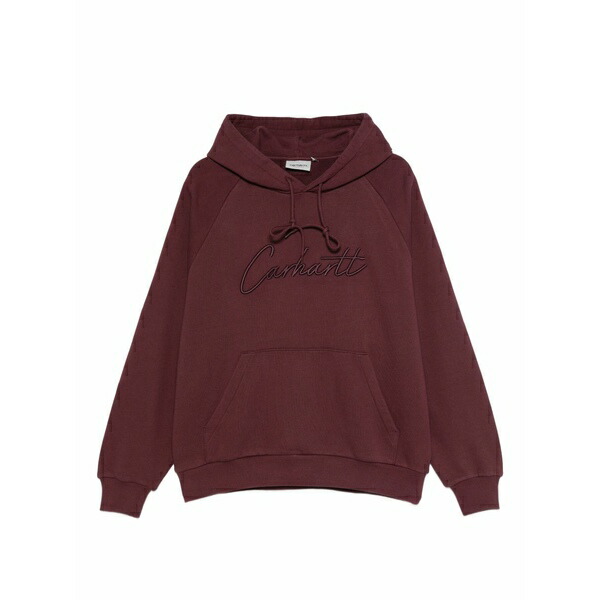 鉄道車両ハート型 メンズ パーカー・スウェットシャツ アウター Embroidered script logo hoodie Red パーカー-メンズファッション-トップス