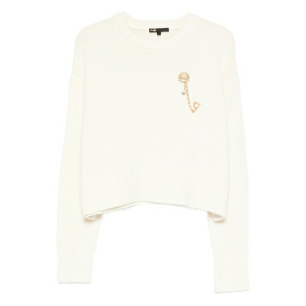 マージュ レディース ニット&セーター アウター Appliqu茫漏 ribbed sweater Neutrals｜asty