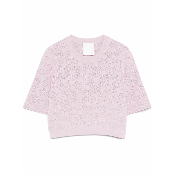 ジバンシー レディース Tシャツ トップス Logo-knit crop top Pink｜asty