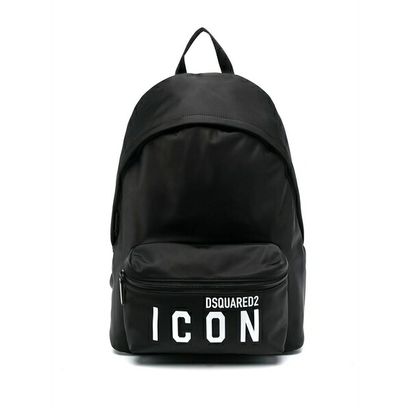 ディースクエアード メンズ うしろ側容器に並べる・背嚢 御徒面子 Icon logo-print backpack Black