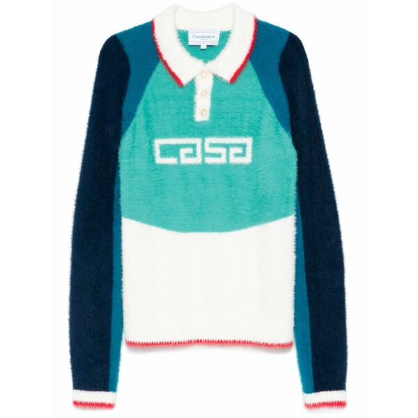 カサブランカ メンズ ポロシャツ トップス Sport fluffy polo shirt Blue|asty