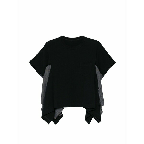 サカイ レディース Tシャツ トップス Exposed-seam cotton t-shirt Blue|asty