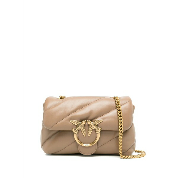 ピンコ レディース ショルダーバッグ 御徒面子 Mini love puff crossbody bag Brown