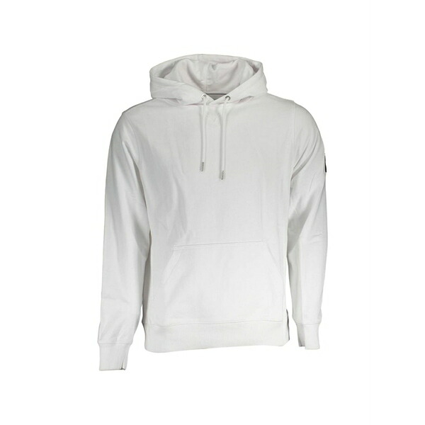 カルバンクライン メンズ パーカー・スウェットシャツ アウター Logo-patch cotton hoodie White