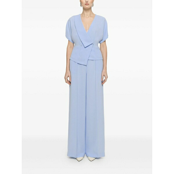 ニッサ レディース 心地好いズボン下 ボトムス High-waisted crepe trousers Blue