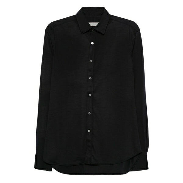 カナーリ メンズ プルオーバー トップス Long-sleeve button-fastening shirt Blue