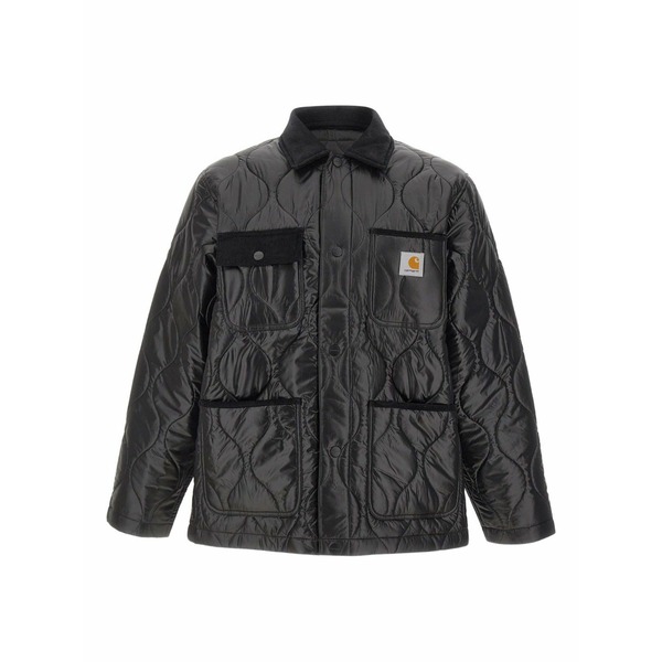 鉄道車両ハート形 メンズ 上衣＆上衣 アウター Quilted corduroy-trims padded jacket Black