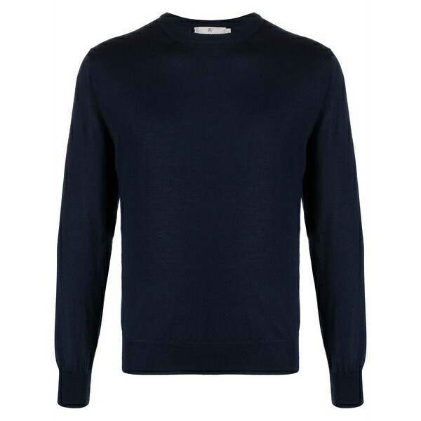 カナーリ メンズ パーカー・スウェットシャツ アウター Ribbed-knit crew neck sweatshirt Blue