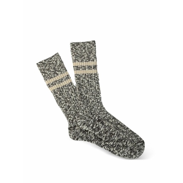 アノニマス イズム メンズ 靴下 アンダーウェア Lightweight slub crew socks Black|asty