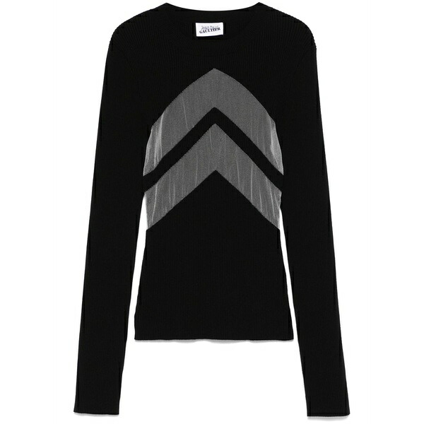 ジャン極点 ゴルチエ レディース 編み物\u0026スウェーター アウター Chevron-detail sweater Black