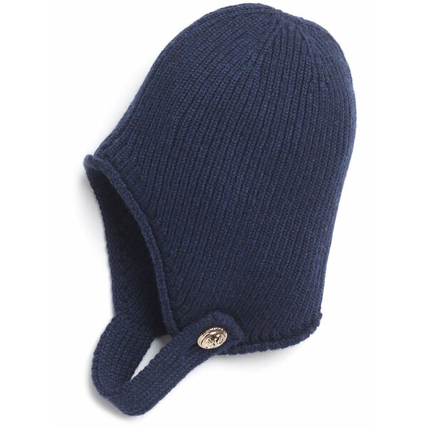 バリー レディース 鳥打ち帽 付属物 Strap-detail ribbed beanie Blue