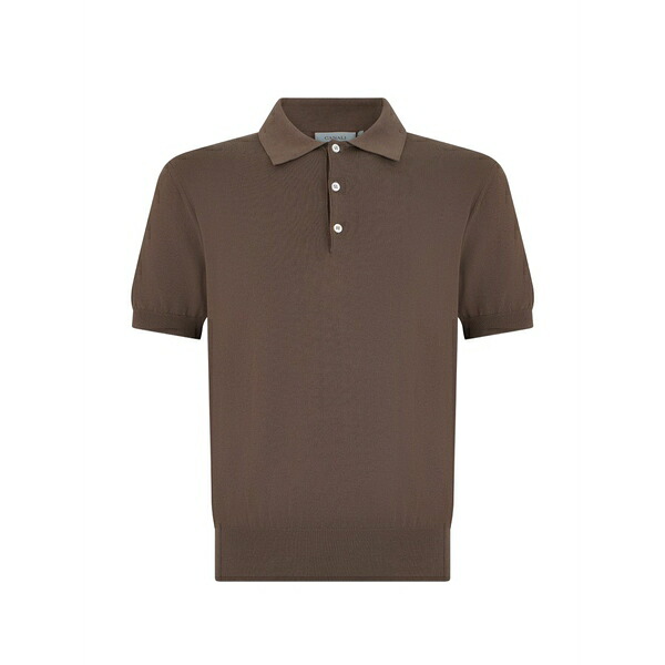 カナーリ メンズ スポーツシャツ トップス Short-sleeve polo shirt Brown