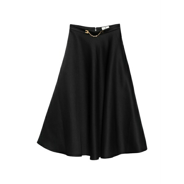 エリザベスフランキ レディース スコート ボトムス Chain-embellished MIDI skirt Black