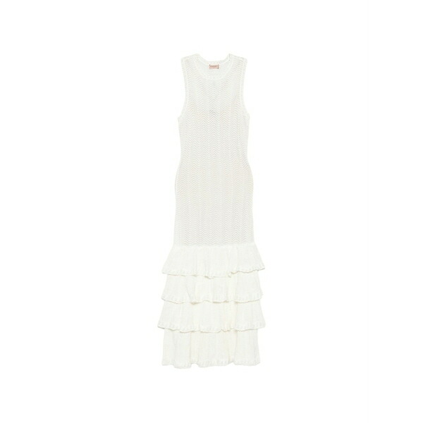 ツイン仕掛ける レディース 衣装 トップス Ruffled MIDI dress White