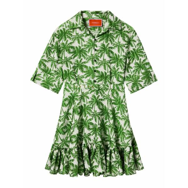 ラ・ダブル・ジェイ レディース ワンピース トップス San pietro palm-print ruffled mini dress Green｜asty