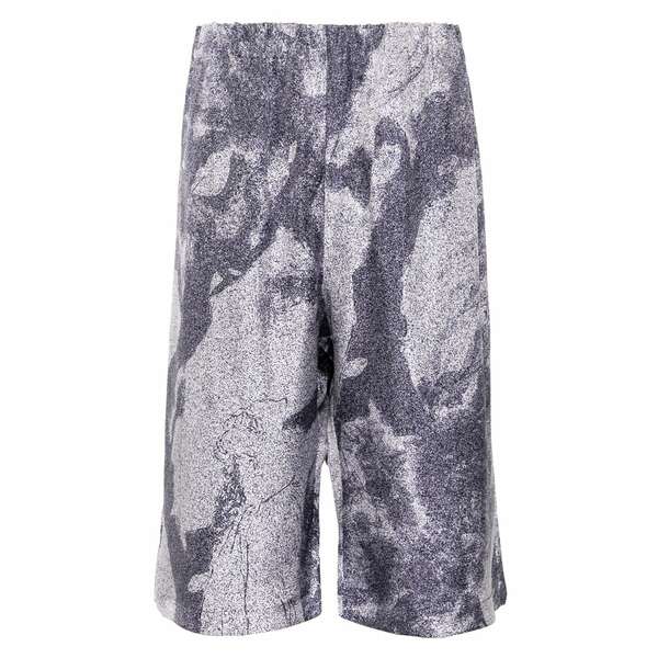 カシミ メンズ 心地好いズボン下 ボトムス Dust-print elasticated waist shorts Purple