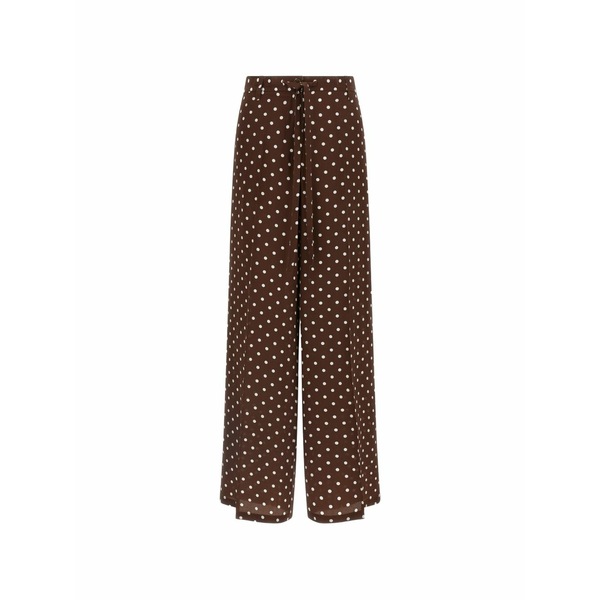パロッシュ レディース カジュアルパンツ ボトムス Polka-dot drawstring trousers Brown|asty