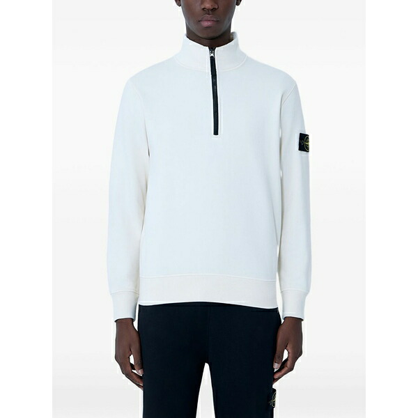 ストーンアイランド メンズ パーカー・スウェットシャツ アウター Half-zip stand-collar sweatshirt Neutrals