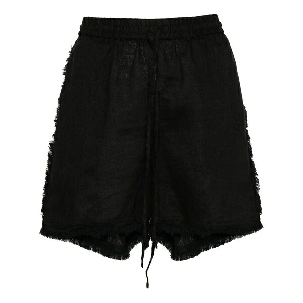 パロッシュ レディース 心地好いズボン下 ボトムス Logo-embroidered frayed shorts Black