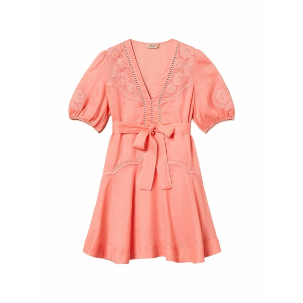 ツイン書き割り レディース 衣裳 トップス Embroidered belted mini dress Pink