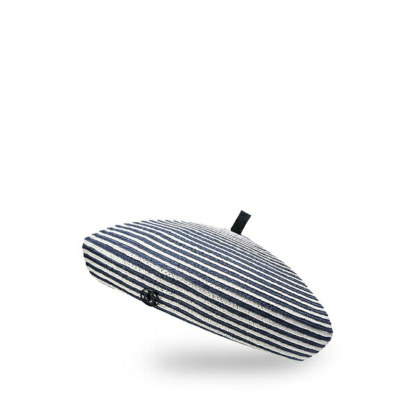 メゾンミッシェル  レディース かぶり笠 添え物 Marsha striped beret hat Blue