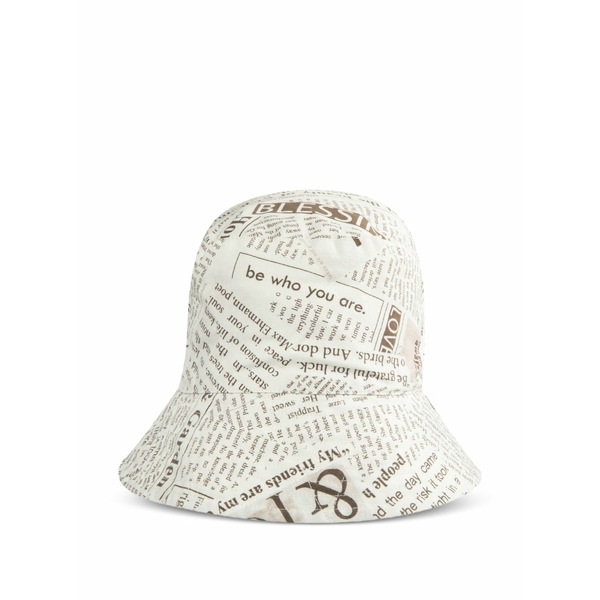 エンジニアガーメンツ メンズ 鳥打ち帽 付属物 Newspaper-print canvas bucket hat Neutrals