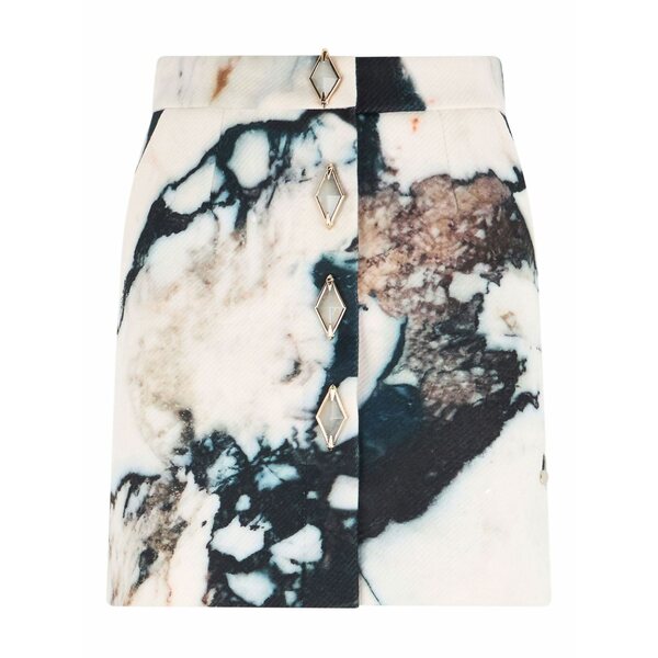 ロベルトカヴァリ レディース スコート ボトムス Marble-print button mini skirt Black