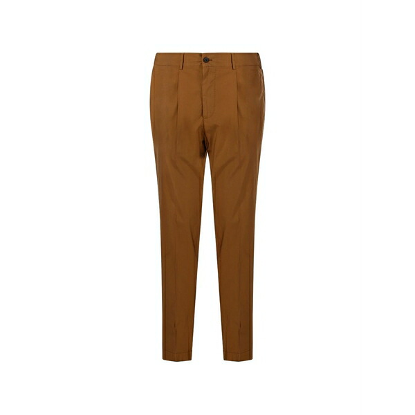 サンタニエロ メンズ 心地好いズボン下 ボトムス Pleated elasticated-waistband trousers Brown