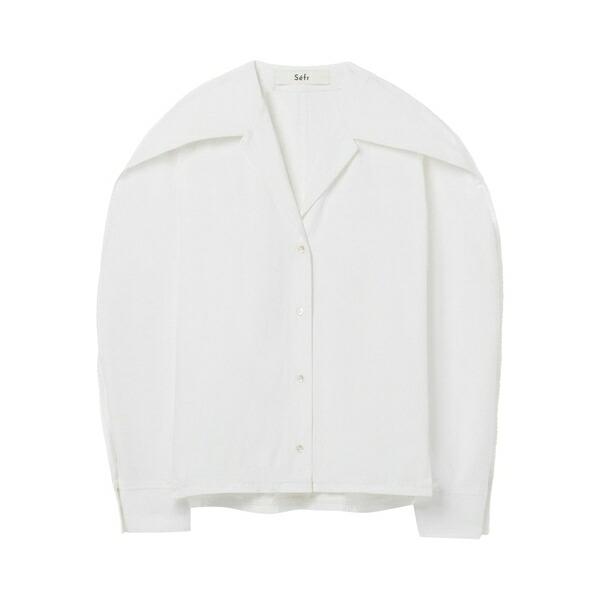 空想科学小説アール レディース プルオーバー トップス Pointed collar arc shirt White