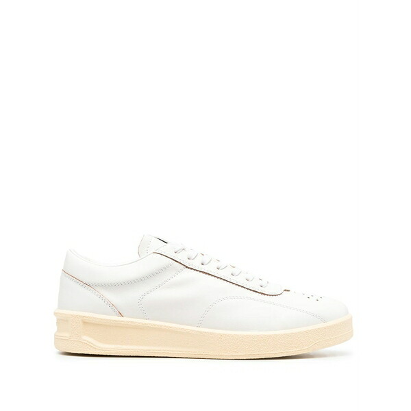 ジル・サンダー メンズ スニーカー シューズ Lace-up leather sneakers White