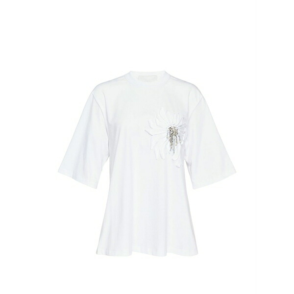 スリーワンフィリップリム レディース ティーシャツ トップス Trapeze floral-applique t-shirt White