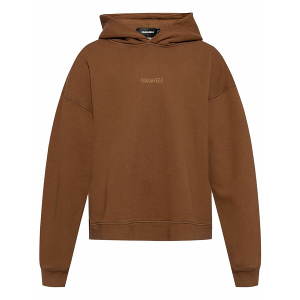 ディースクエアード メンズ パーカー・スウェットシャツ アウター Logo print cotton hoodie Brown