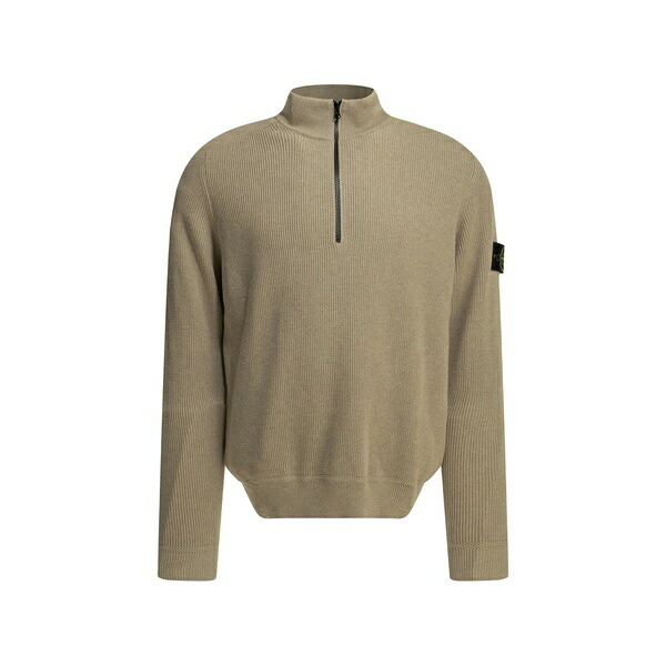 ストーンアイランド メンズ パーカー・スウェットシャツ アウター Ribbed-knit quarter-zip sweatshirt Neutrals