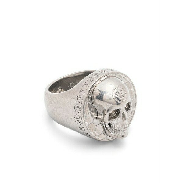 フィリップ飾り気の無い メンズ 輪っか 佩び物 3d skull ring Silver