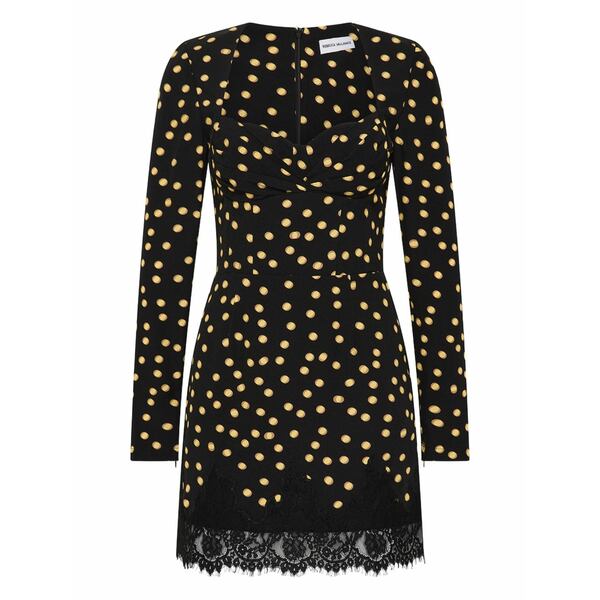 レベッカ・ヴァランス レディース 衣装 トップス Millie polka-dot lace-trimmed mini dress Black