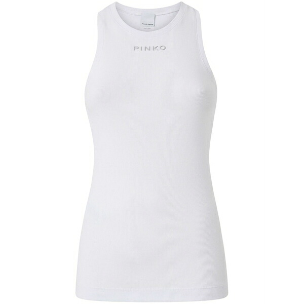 ピンコ レディース カットソー トップス Logo-lettering tank top White