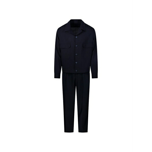 サンタニエロ メンズ 心地好いズボン下 ボトムス Long-sleeve trousers and shirt set  Blue