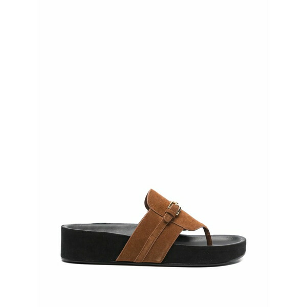 砂子ロ レディース サンダル シューズ Buckle-detail suede sandals Brown