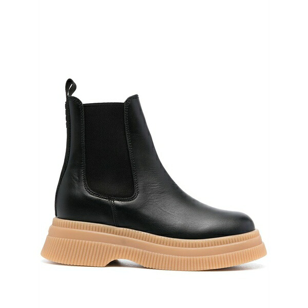 ガニー レディース ブーツ シューズ Elasticated side-panel chelsea boots Black|asty