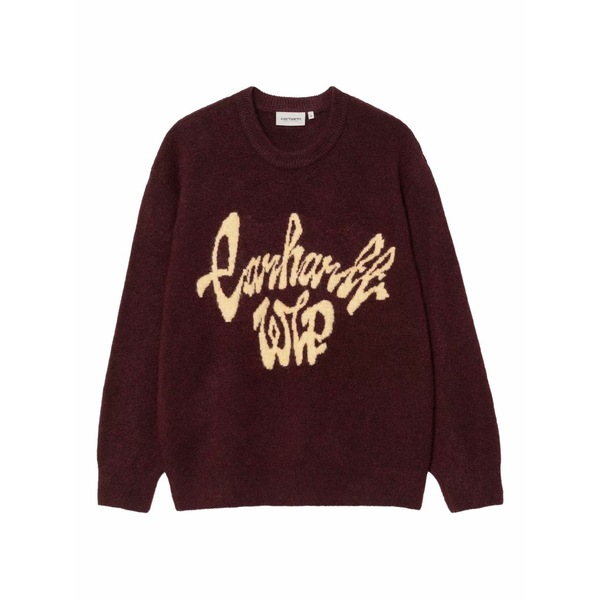 鉄道車両ハート型 メンズ 編み物\u0026プルオーバー アウター Chedda sweater Red