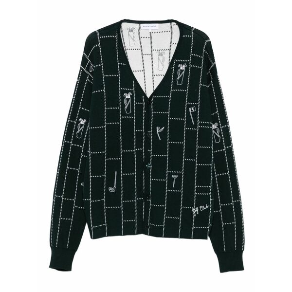 メゾンラビッシュ メンズ ジレー アウター Grid-pattern cardigan Green