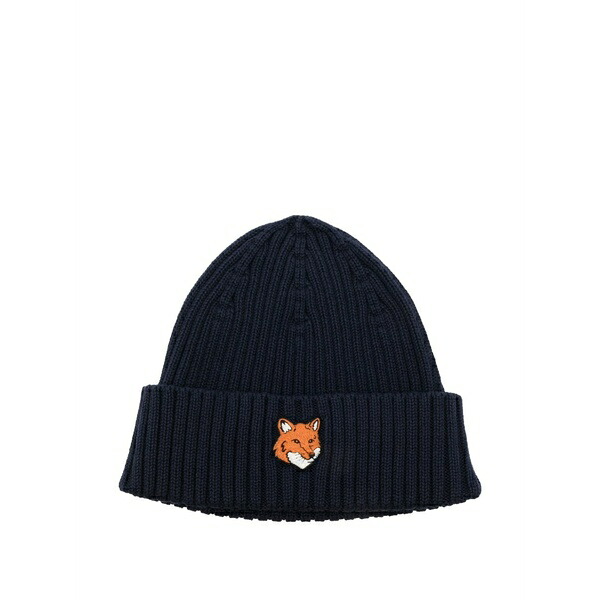 住み家 稲荷 メンズ 鳥打ち帽 付属物 Logo-patch beanie Blue