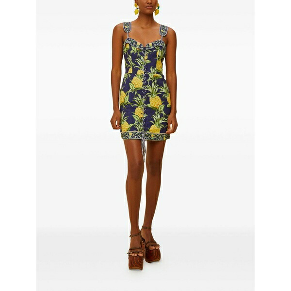 耕園 リオ レディース 衣装 トップス Pineapple-print mini dress Blue